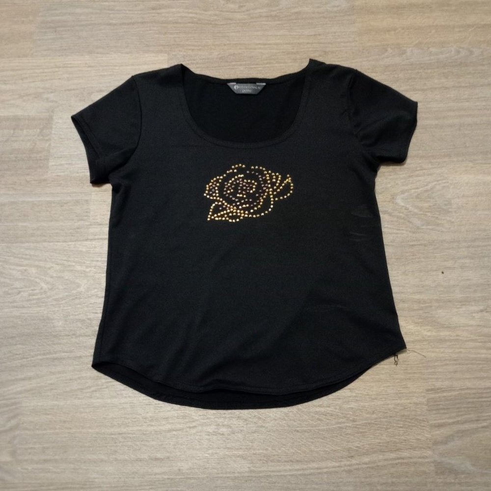 Women's Black and Gold T-shirt